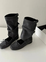 Square-Toe Ballet Flats Bow Sandal Boots