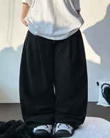 10000SOLD❤ FRONT TWO PINTUCK BALLOON WIDE  OVER PANTS 🩶🖤2COLOR 🩶S-XL