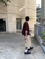 No.1293 クロップワッフルハーフTシャツ (4color)