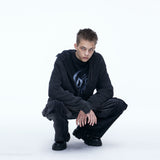 Washing Corduroy Cargo Banding Denim Pants Black
