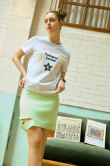 Campus Lover With Star Crew Neck Light Gray Women's Short-Sleeved T-Shirt [For women]