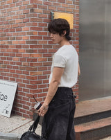 クロススタッズ リブ 半袖Tシャツ