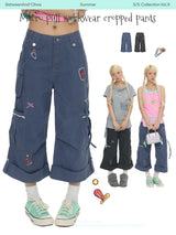 BETWEENANDxOliwa Original low-waist, slightly flared multi-pocket cropped pants for women – casual work pants for summer use