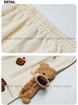 Bear Patch Banding Shirring Casual Pants