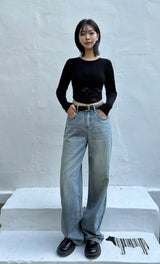 WIDE BLUE DENIM PANTS code 23000