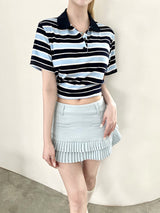 1472. Rugby stripe callor ribbon half T (3color)