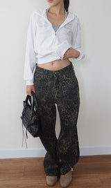 leopard denim pants