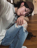 Portina Damage Wide Denim Pants