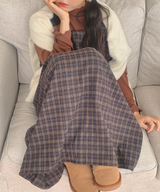 Brownie checkered bustier long skirt sleeveless autumn winter guest look date look 
