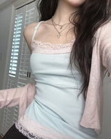 [MADE] Heart-Drop Lace & Cubic Heart Camisole