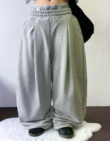 STRING FRONT SIDE PINTUCK BALLOON LONG PANTS🤍🖤🩶2SIZE 3COLOR
