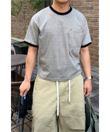 クロップピグメントリンガーTシャツ