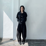 3D Pleated Metal Button Collar Jacket