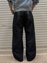 Leather Double Pocket Curved Pants