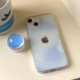 パステルブルークラムフォーンケーススマホグリップセット