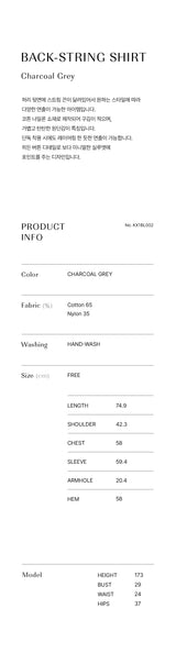 Back String Shirt Charcoal Grey