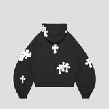 ホワイト クロス ジップ フーディー - BLACK
