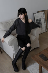 Soft button sleeve sweatshirt