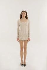 Jam shirring top - beige