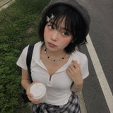 ブラックホワイトビーズパールボールドファッションデイリーネックレス