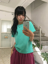 チビ カラー ベーシック セミクロップ 半袖Tシャツ