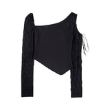 カットアウトウェーブスリーブトップ [Black]