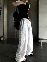 nylon cargo string pants