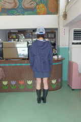 ケーキドットレースアップフーディ (NAVY)