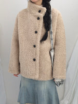 highneck puffy fur jacket