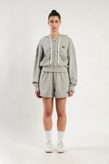TEMPUS パッチクロップフードジップアップ (GREY MELANGE)