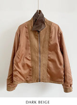 Hent Leather Collar Suede Jacket