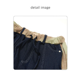 ワイドフィットデニムスウェットパンツ (KHAKI BLUE)