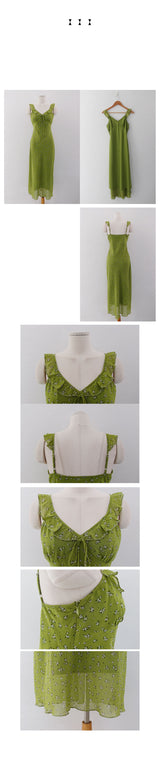 BIJOU FLORAL FRILL LONG DRESS