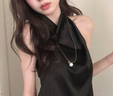 forming pearl satin halter bl