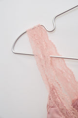 Lace-Trimmed Shirred Smocked Bra Top (Pink)