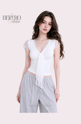 Hayley Lace White Short Sleeve T-shirt