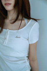 レースフリルTシャツ(ホワイト)