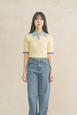 [MADE] Lemon and Blue Collar Short Sleeve Knit FREE