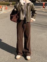 Del modi leather cropped sheepskin jacket