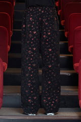 FLORAL JACQUARD PANTS / BLACK