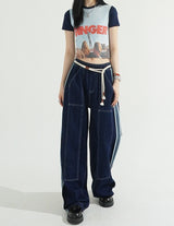 [BELT SET] Rope Line Denim Pants