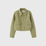 WOMAN ジップアップコットンショートジャケット [OLIVE]