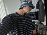 ASCLO デニムカラーボーダー半袖Tシャツ (3color)