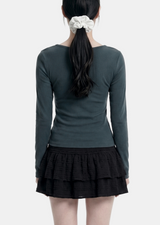 Melly Lace Layered Shirring Tee
