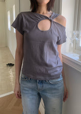 TWIST HOLE HALF TEE (4color)