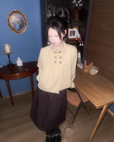 (3color) Flap Two-Pocket Flare Ribbed Skirt