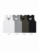 LMN オフレイヤードマッスルフィットヘンリーネックタンクトップ (4 colors)
