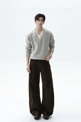 Layered Look Wool V Neck Sweater
