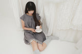 COUNTRY FLARE LINEN DRESS / CHARCOAL