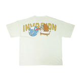 PEANUT STAIN - インベイジョン アイボリー ワイドショルダー オーバーサイズド Tシャツ